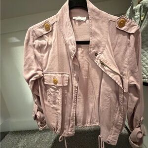 Chic Pink Utility Jacket with Button Accents